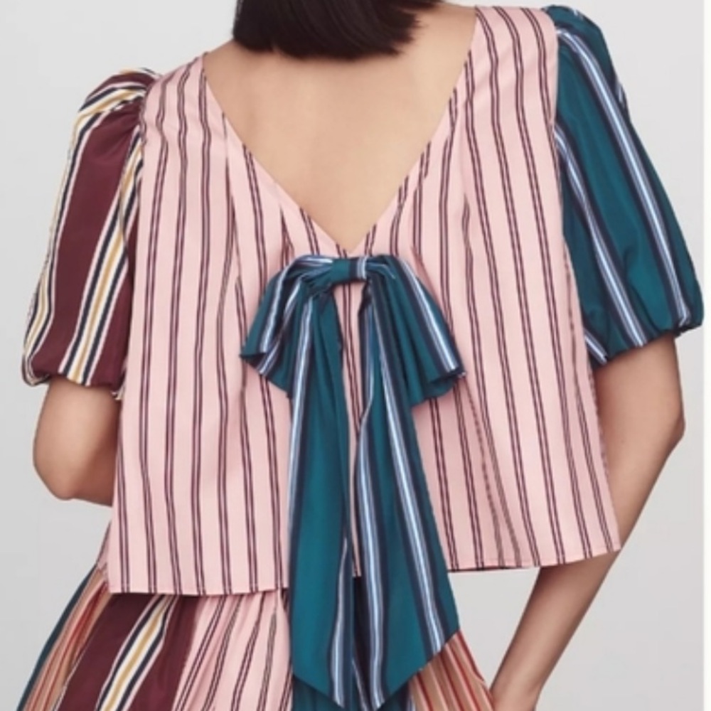 Anthropologie | Maeve Taffeta Striped Multi Color - Picture 3 of 11